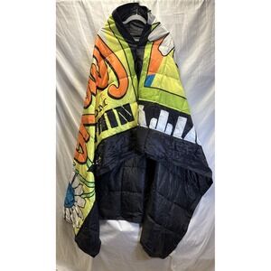 Smiley World Puffer Blanket Bag Jacket One Size With Snaps Oversized Neon Floral